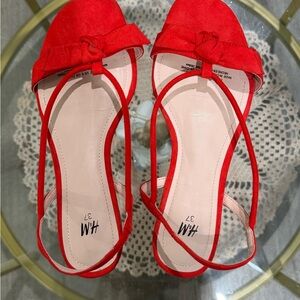 H&M Red Bow Slingback Sandals